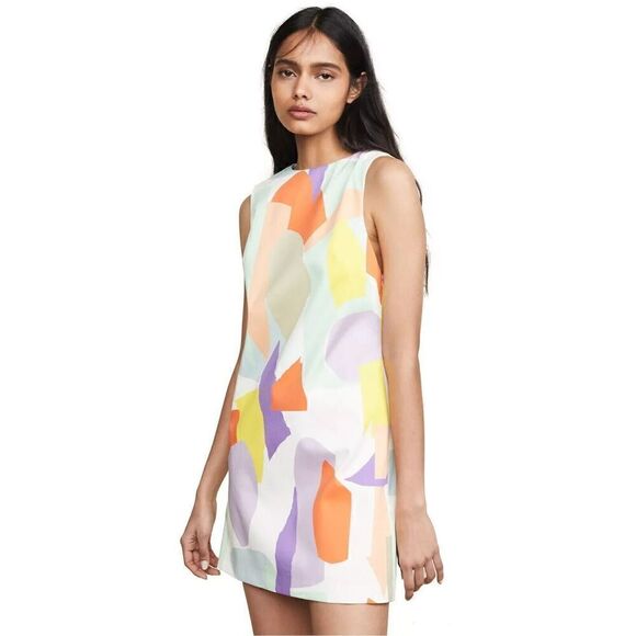 Alice + Olivia Mini Dress Cotton Clyde Printed A-Line Shift Size 14 NEW $285 - Picture 2 of 7